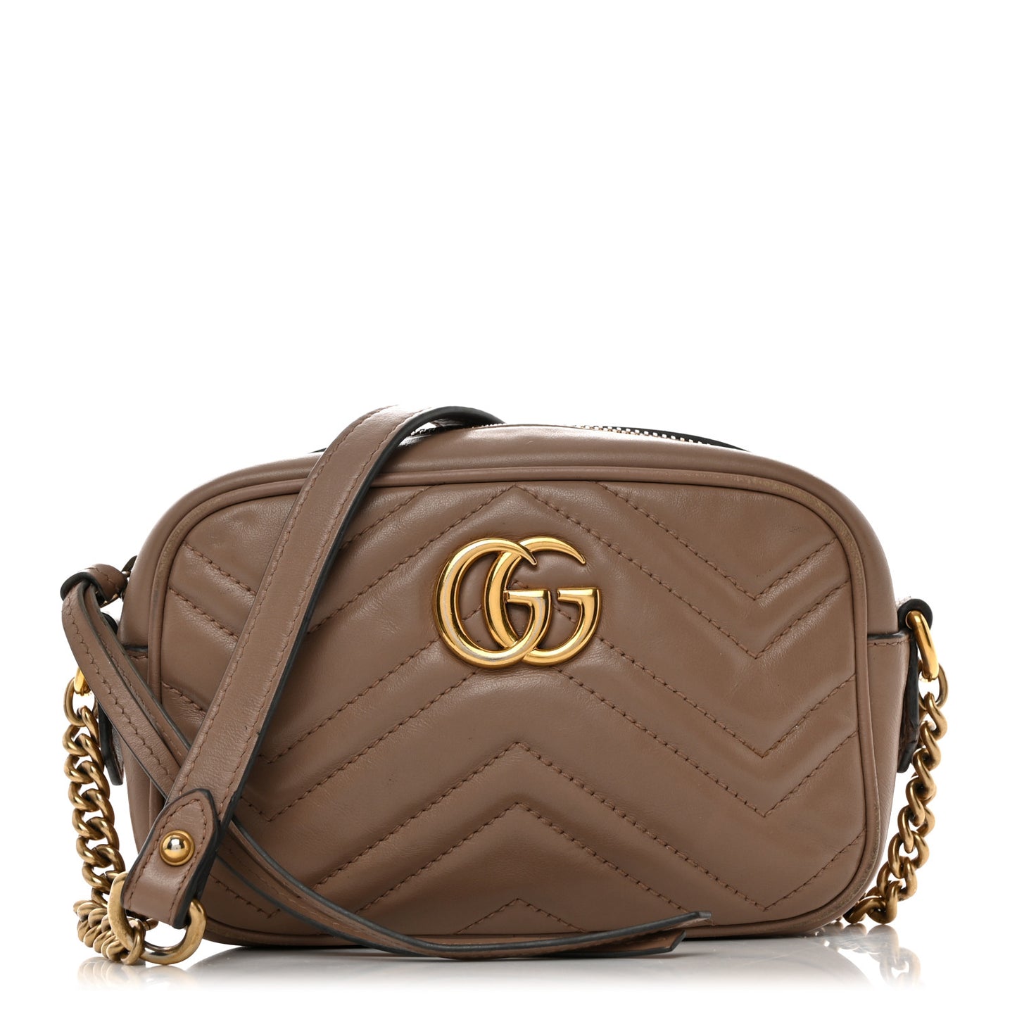 Calfskin Matelasse Mini GG Marmont Chain Shoulder Bag Porcelain Rose