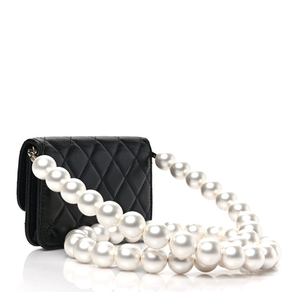 Chanel Calfskin Quilted Maxi Pearls Clutch With Chain Black 2 of 7