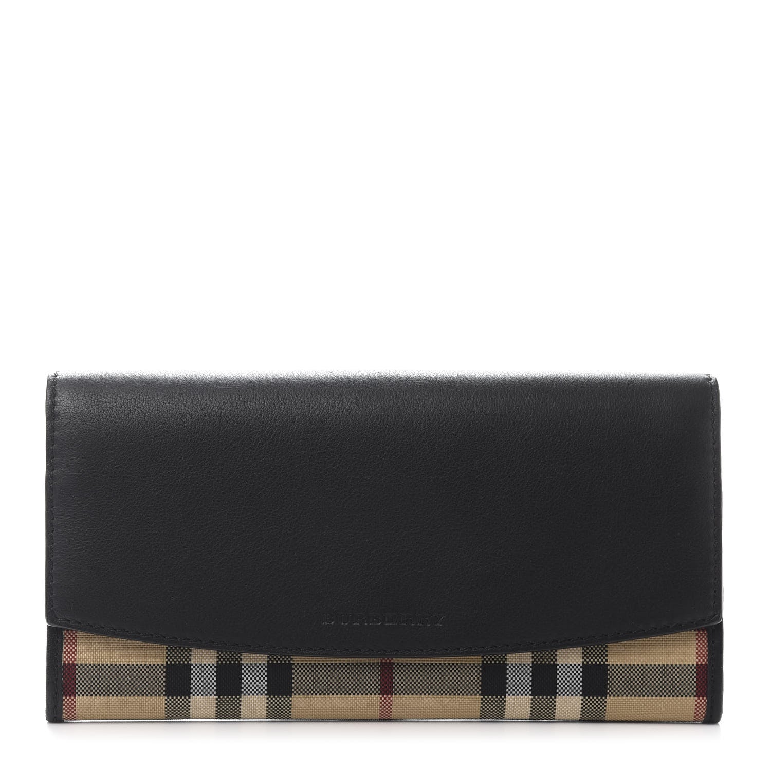 Burberry Grainy Calfskin House Check Continental Wallet Black 1 of 10