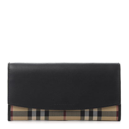 Burberry Grainy Calfskin House Check Continental Wallet Black 1 of 10