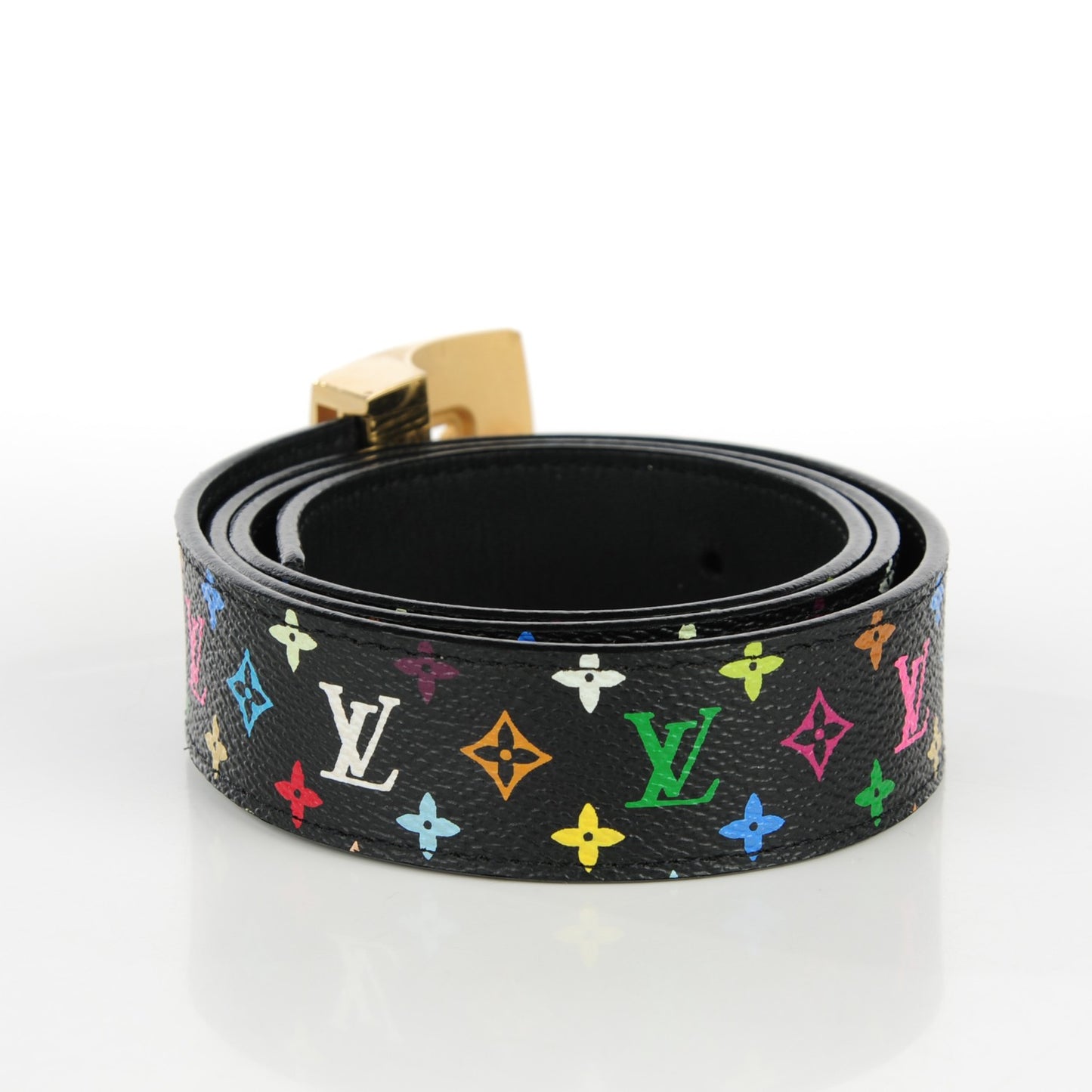 Monogram Multicolor LV Cut Reversible Belt 80 32 Black