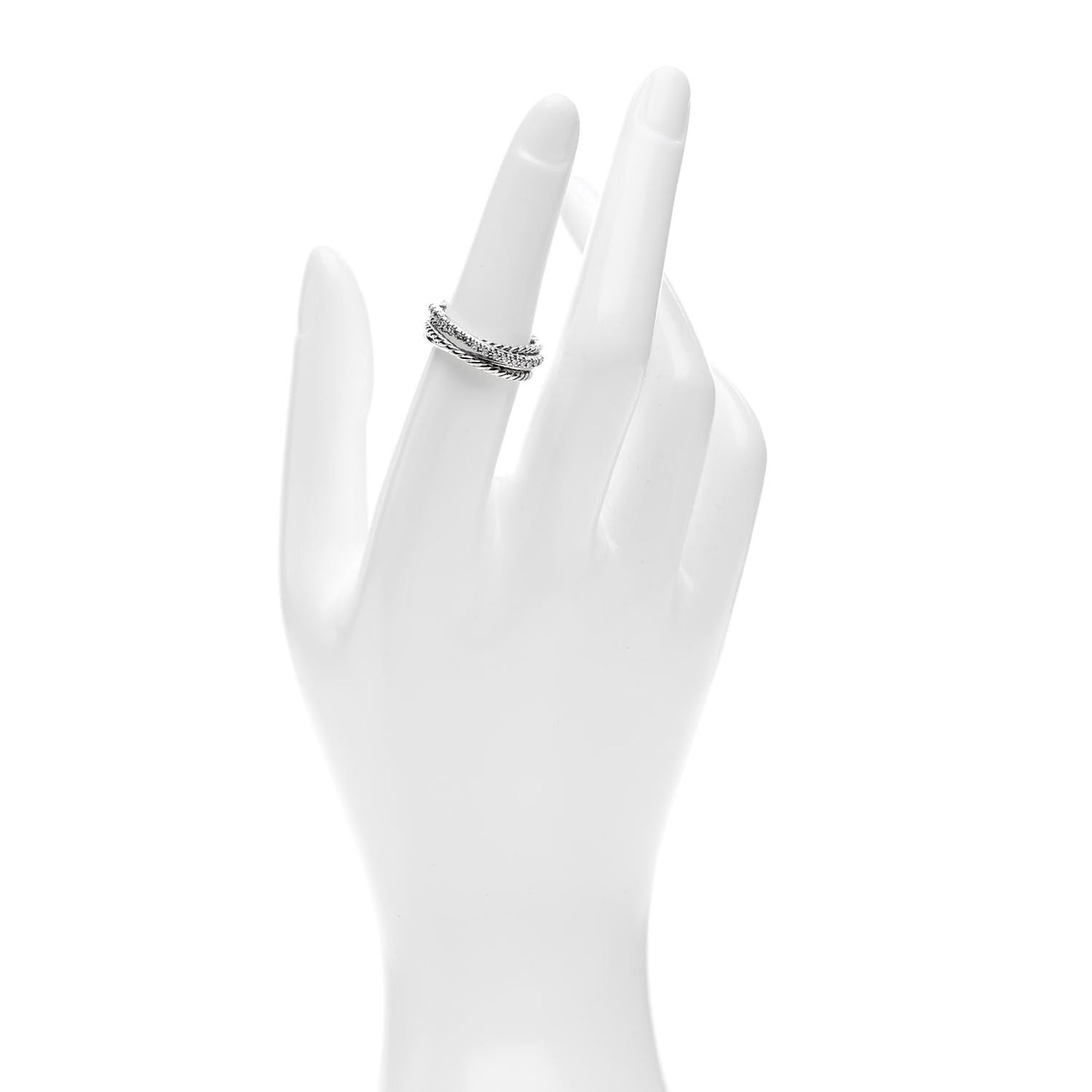 Sterling Silver Diamond 6.8mm Crossover Ring 50 5.5