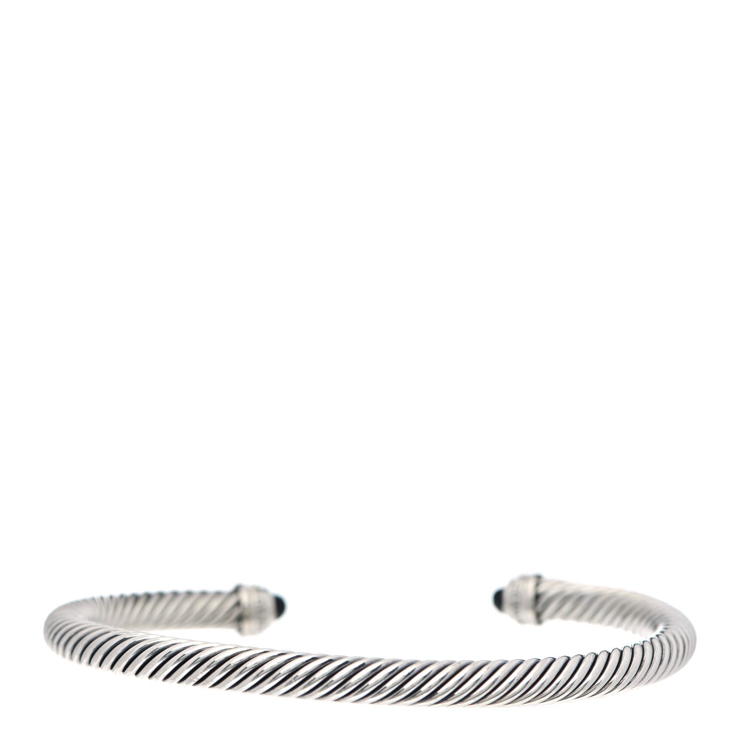 David Yurman Sterling Silver Diamond Black Onyx 5mm Cable Classics Bracelet 3 of 4