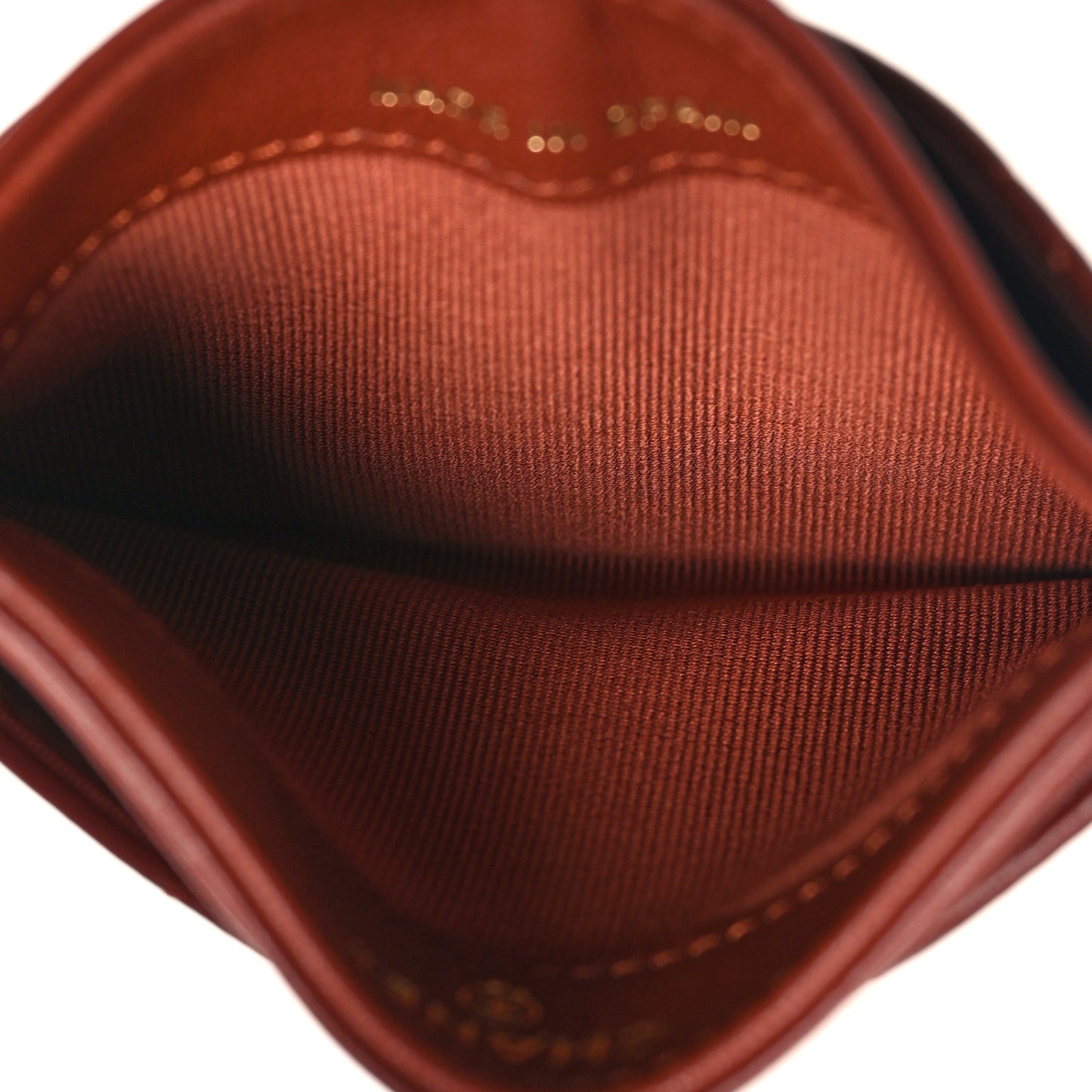 Lambskin Pearl Enamel Quilted CC Card Holder Brown