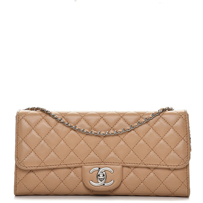 Chanel Lambskin Quilted Chain Clutch Flap Beige 1 of 9