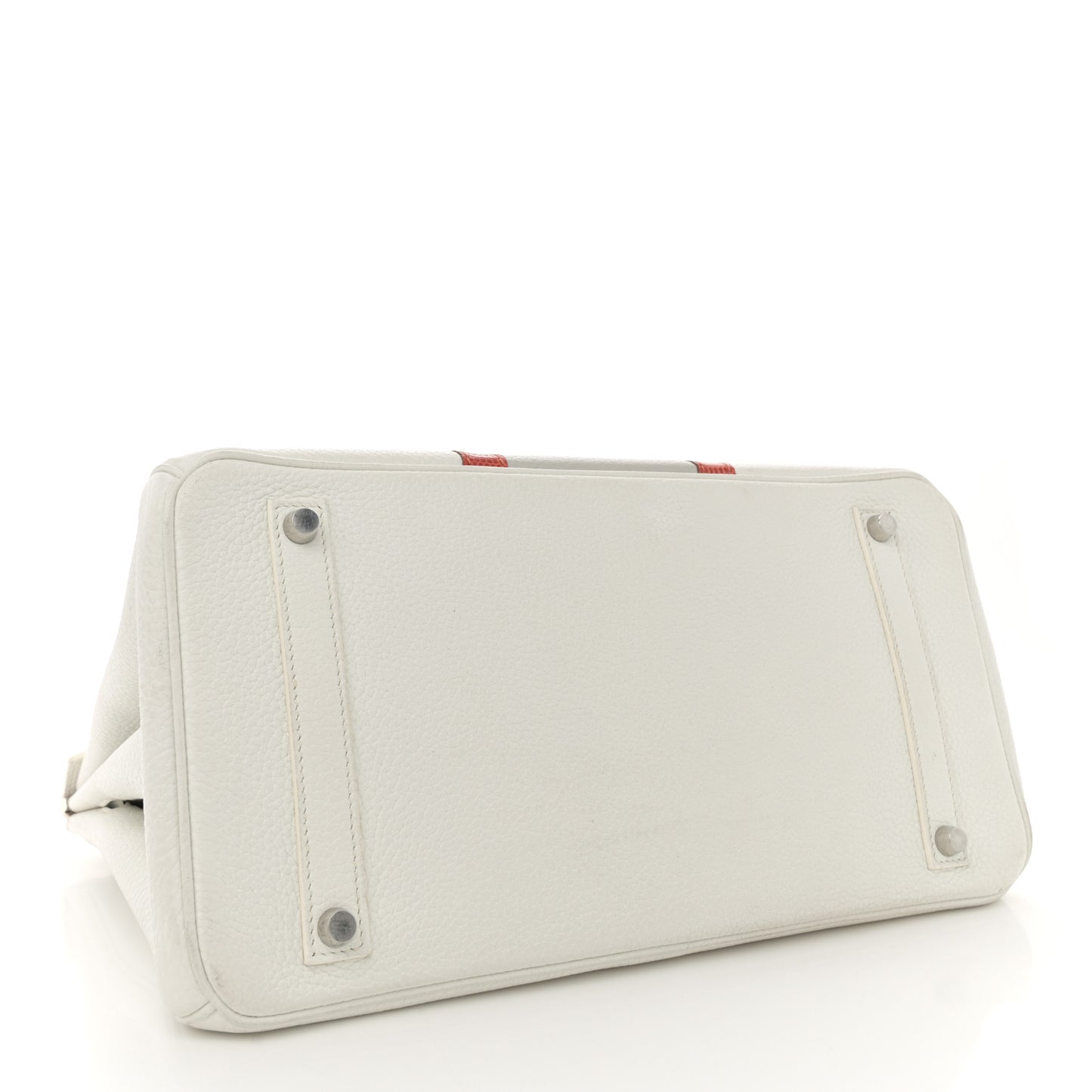 Taurillon Clemence Lizard Club Birkin 35 Blanc Gris Perle Sanguine