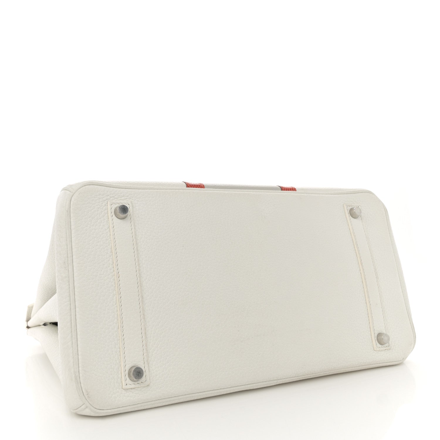 Hermes Taurillon Clemence Lizard Club Birkin 35 Blanc Gris Perle Sanguine 4 of 16