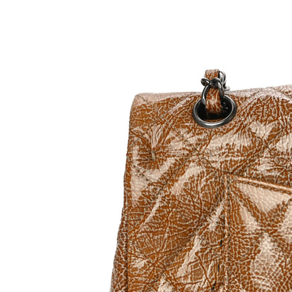 Chanel Crinkled Patent Quilted Medium Double Flap Brown 8 of 19