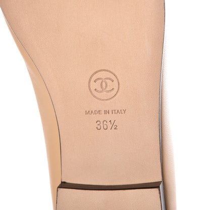 Chanel Lambskin Cap Toe CC Ballerina Flats 36.5 Beige Black 6 of 8