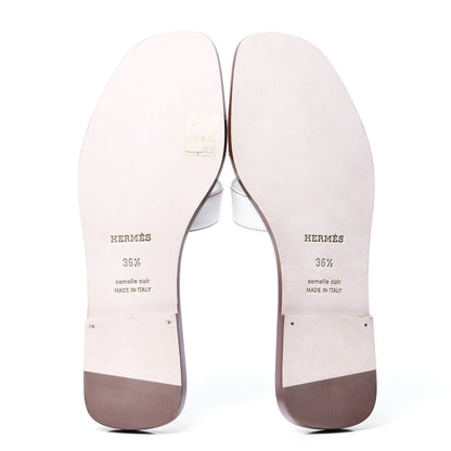Hermes Box Calfskin Oran Sandals 36.5 White 5 of 6