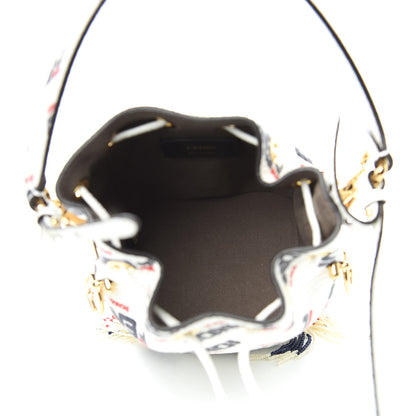Fendi X FILA Calfskin F is Fendi Mania Fringe Mini Mon Tresor Bucket Bag White 5 of 11