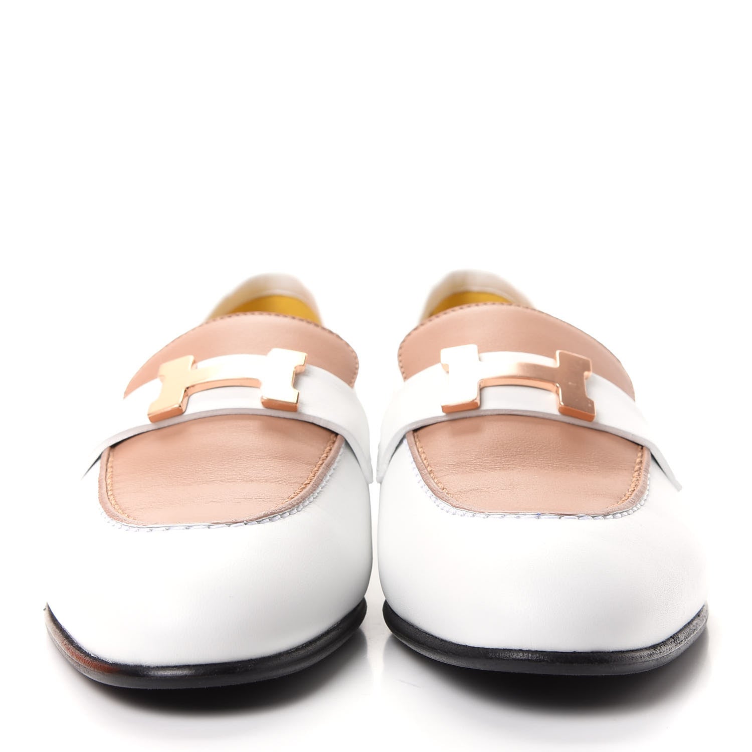 Hermes Calfskin Womens Paris Loafers 36.5 White Bois De Santal 2 of 11