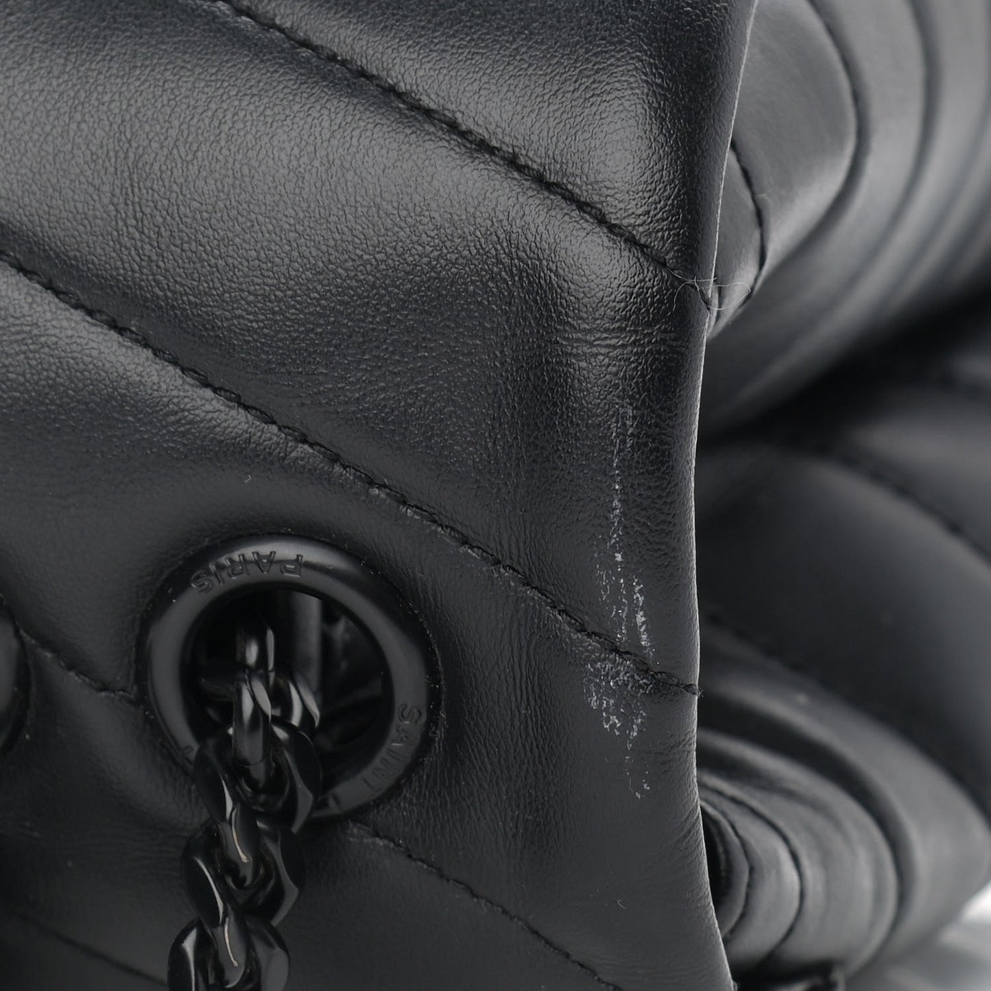 Calfskin Y Quilted Monogram Medium Loulou Chain Satchel Black