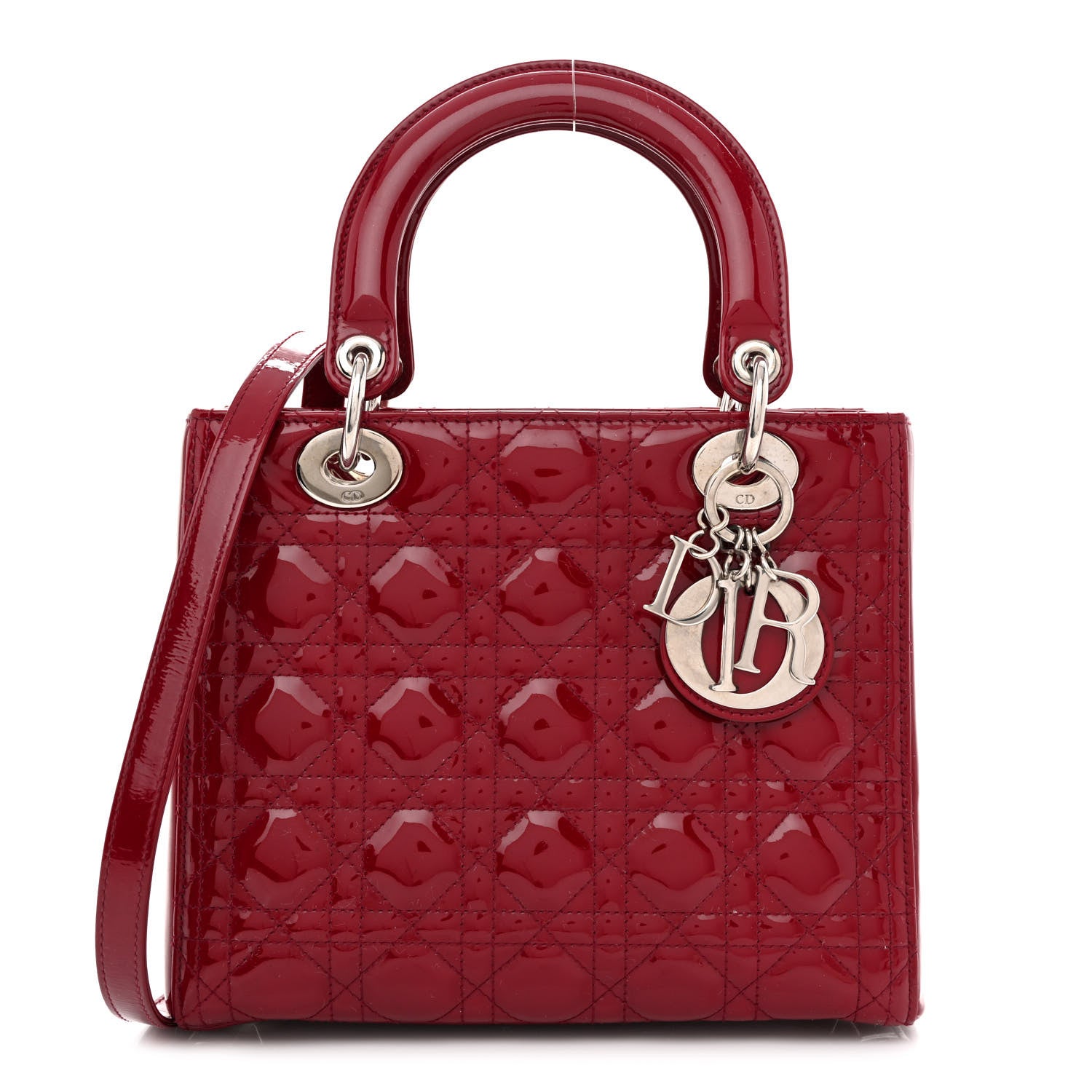 Christian Dior Patent Cannage Medium Lady Dior Red 1 of 10