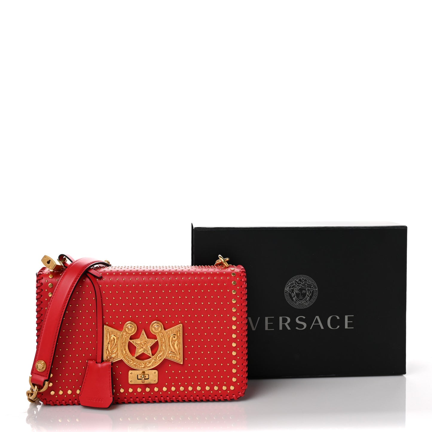 Nappa Whipstitch Icon Western Chain Shoulder Bag Red