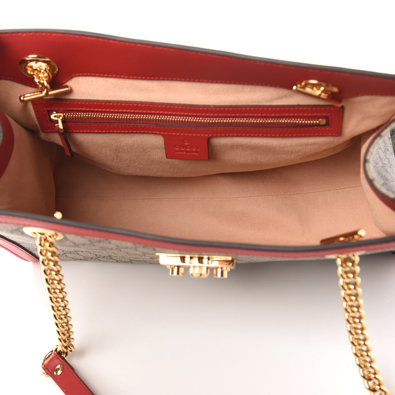 Gucci GG Supreme Monogram Medium Padlock Tote Hibiscus Red 5 of 10