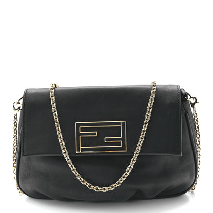 Fendi Vitello Flamingo Enamel Fendista Pouchette Crossbody Black 1 of 11