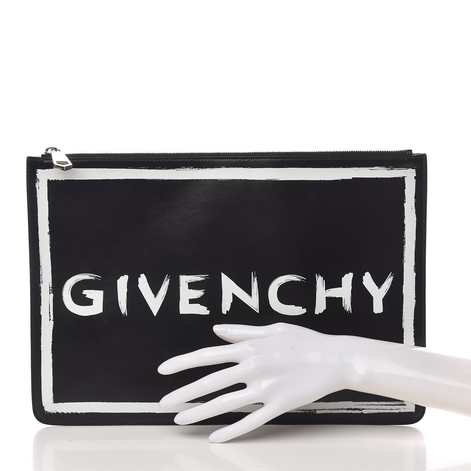 Givenchy Smooth Calfskin Graffiti Paint Logo Pouch Black 2 of 7