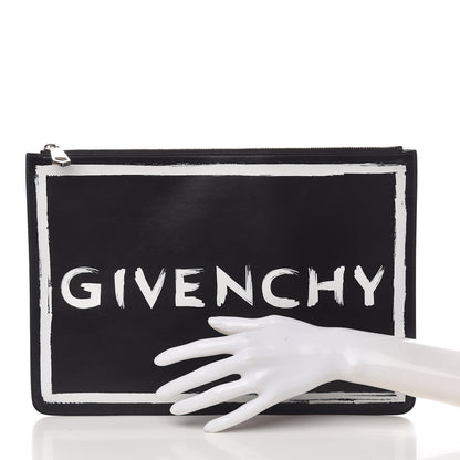 Givenchy Smooth Calfskin Graffiti Paint Logo Pouch Black 2 of 7
