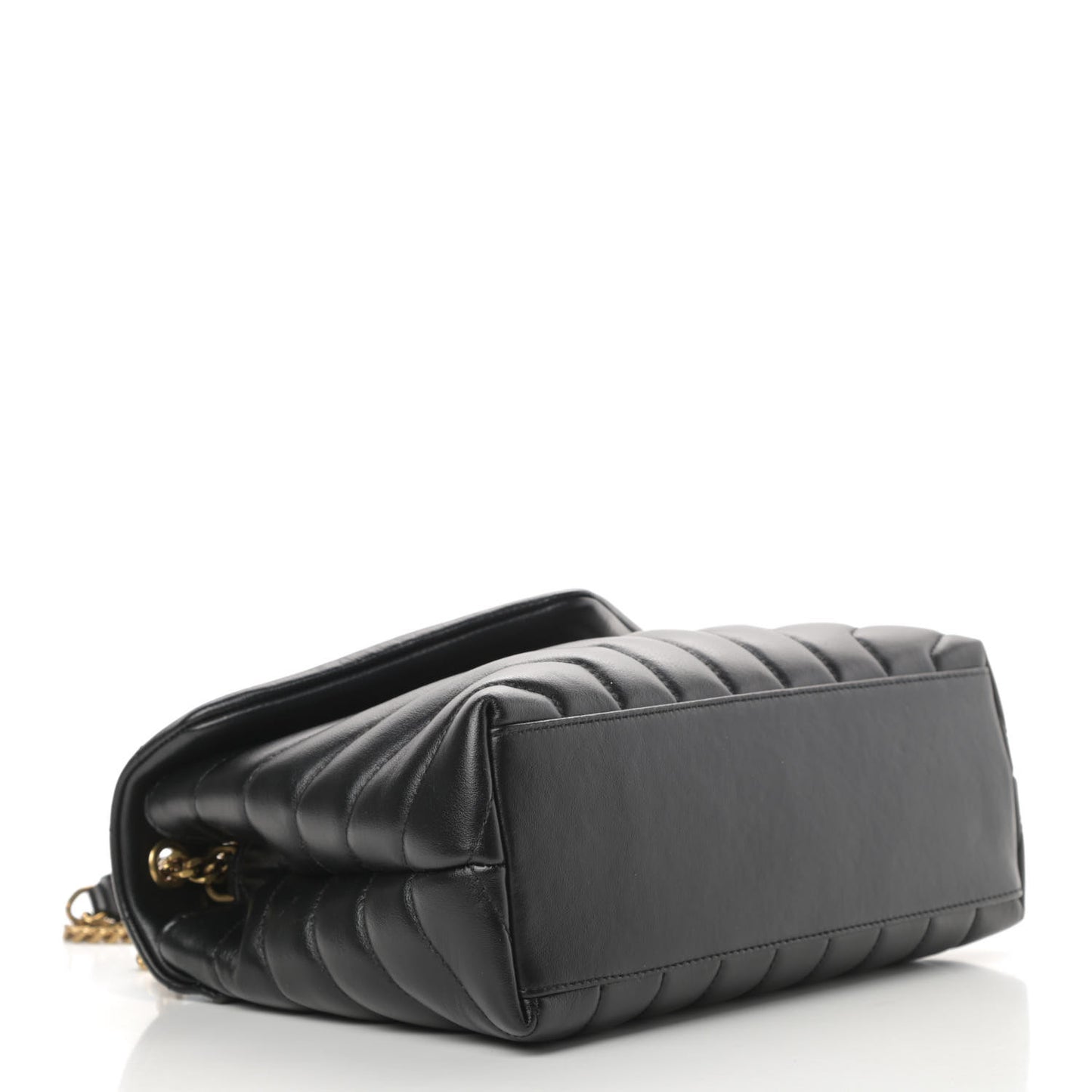 Calfskin Y Quilted Monogram Small Loulou Chain Satchel Black