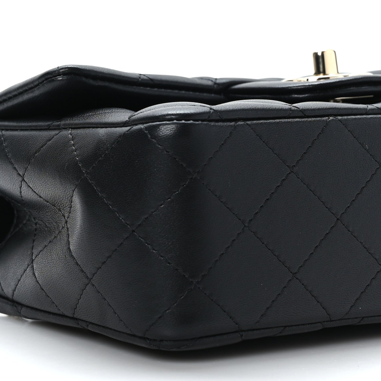 Lambskin Quilted Mini Top Handle Rectangular Flap Black