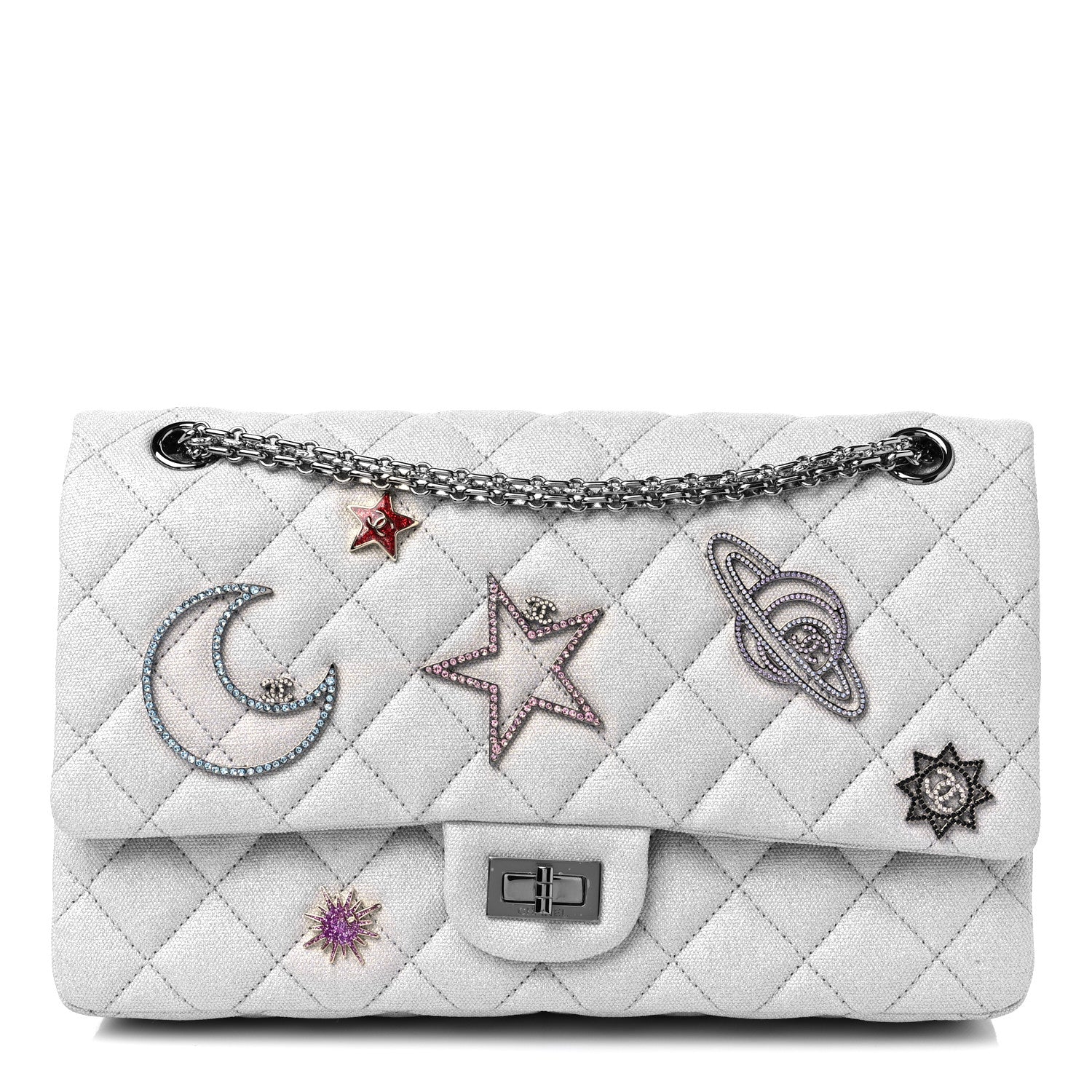 Chanel Metallic Canvas Space Charms 2.55 Reissue 226 Flap Silver 1 of 10