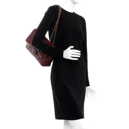 Chanel Lambskin Quilted Jumbo Single Flap Dark Red 2 of 10