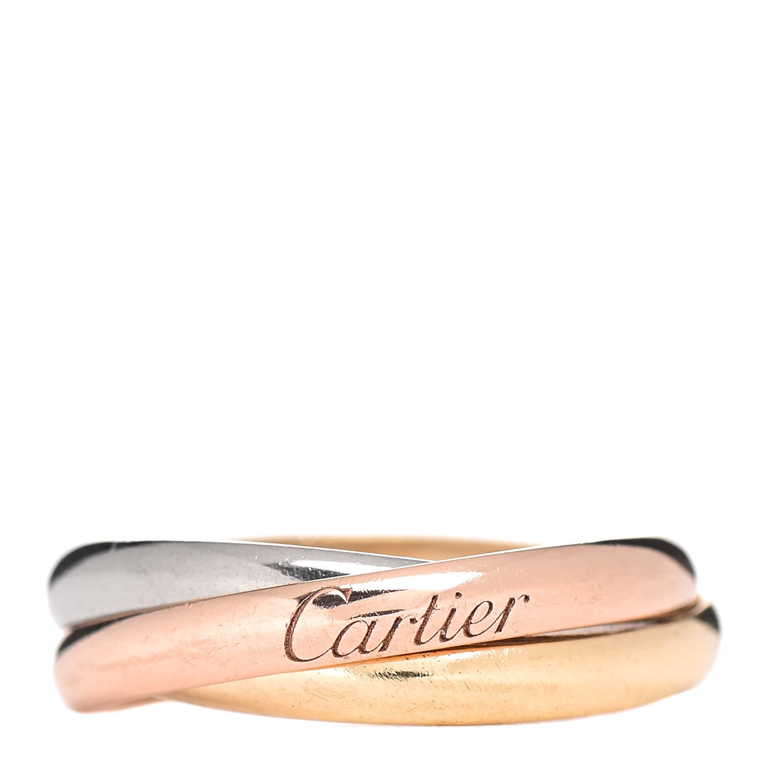 Cartier 18K Pink Yellow White Gold Small Trinity Ring 56 7.5 1 of 5