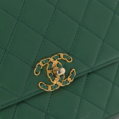 Chanel Lambskin Quilted Chain Infinity Top Handle Flap Green 10 of 10