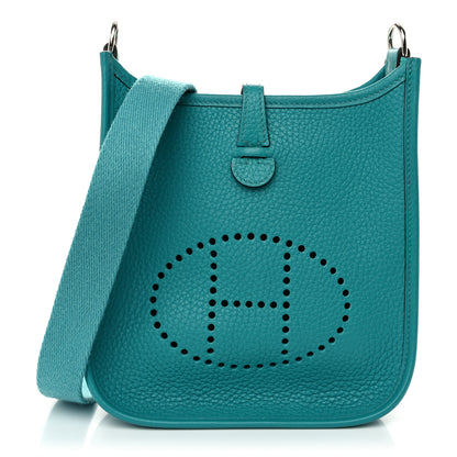 Hermes Taurillon Clemence Evelyne TPM Bleu Paon 1 of 11