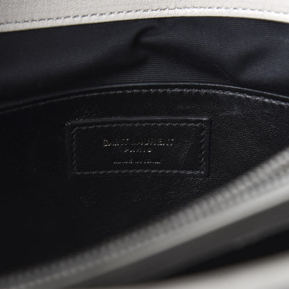 Saint Laurent Sheepskin Matelasse Chevron Monogram Large College Satchel Light Grey 6 of 11