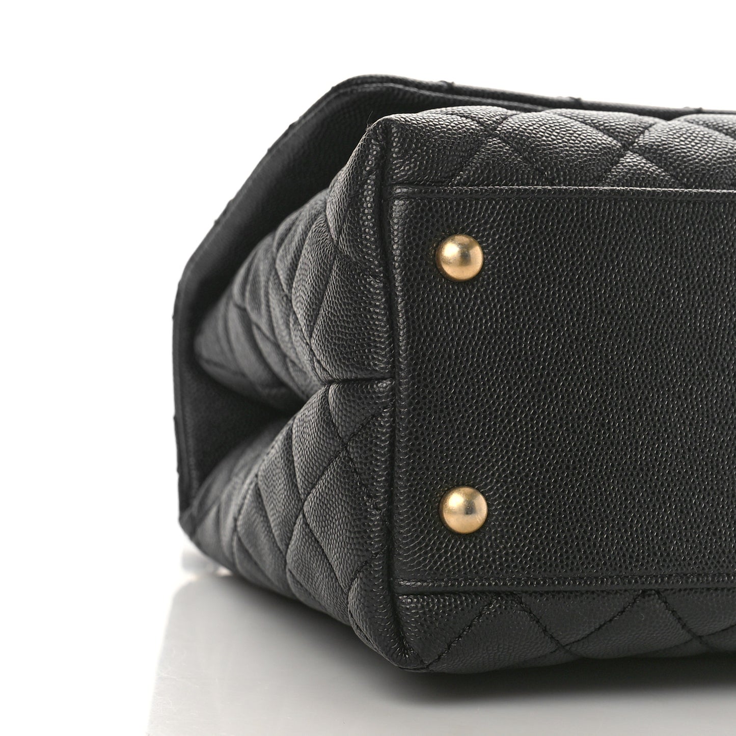 Caviar Lizard Quilted Small Coco Handle Flap Black