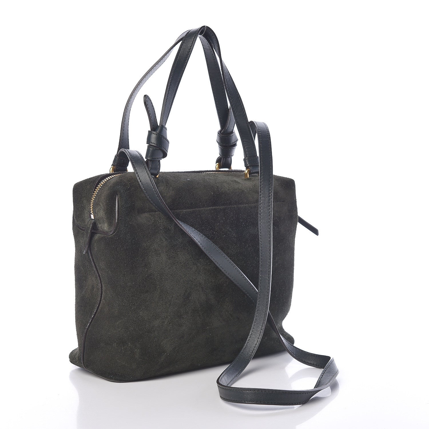 Celine Suede Small Soft Cube Satchel Forest 3 of 14