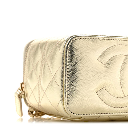 Chanel Metallic Caviar Quilted Trendy Handle Slim Vanity Gold 9 of 11