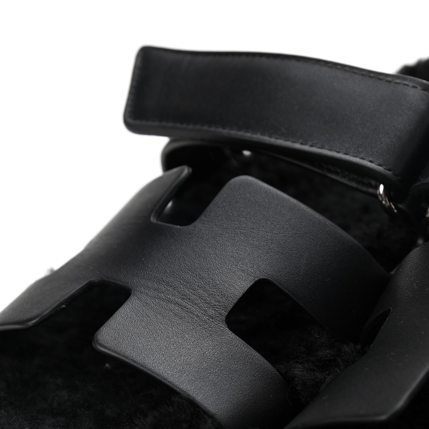 Calfskin Woolskin Womens Chypre Sandals 36 Black