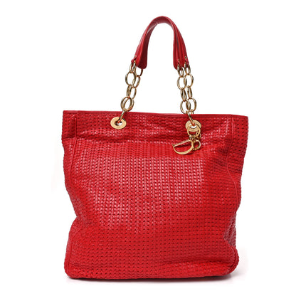 Christian Dior Lambskin Woven Large Dior Soft Tote Rouge Moyen 1 of 11