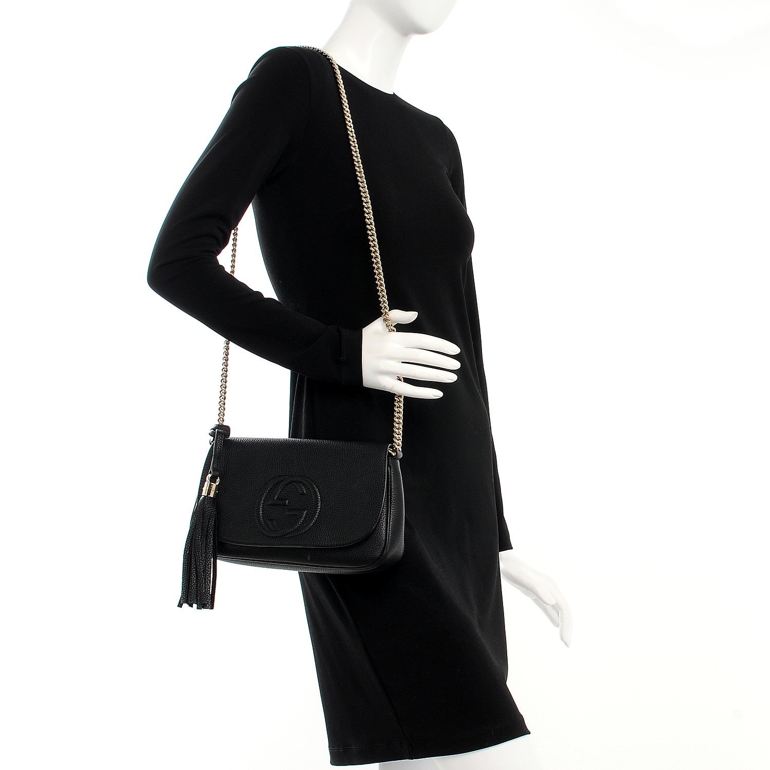Gucci Pebbled Calfskin Medium Soho Flap Crossbody Black 2 of 8