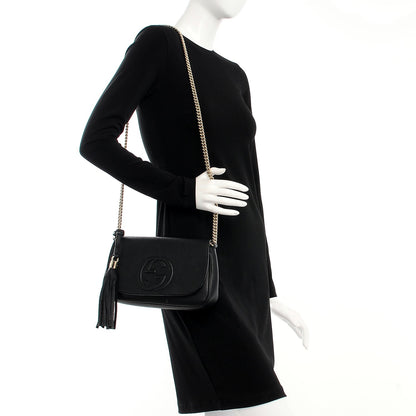 Gucci Pebbled Calfskin Medium Soho Flap Crossbody Black 2 of 8