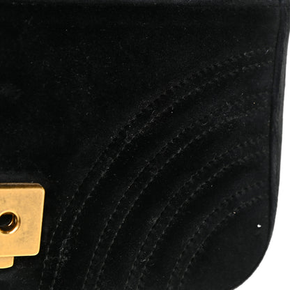 Gucci Velvet Matelasse Mini GG Marmont Shoulder Bag Black 12 of 15