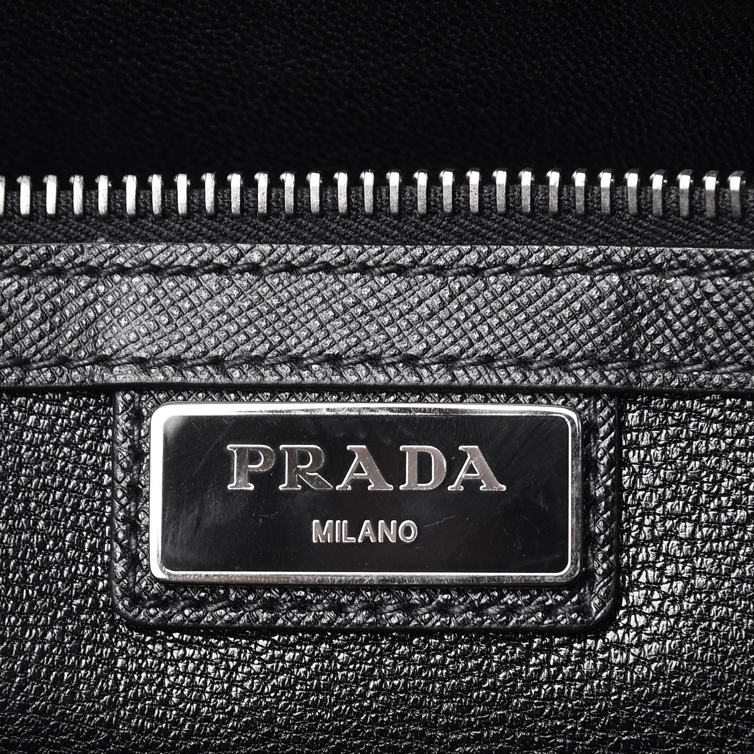 Prada Saffiano Cuir Front Zip Pocket Briefcase Black 6 of 14