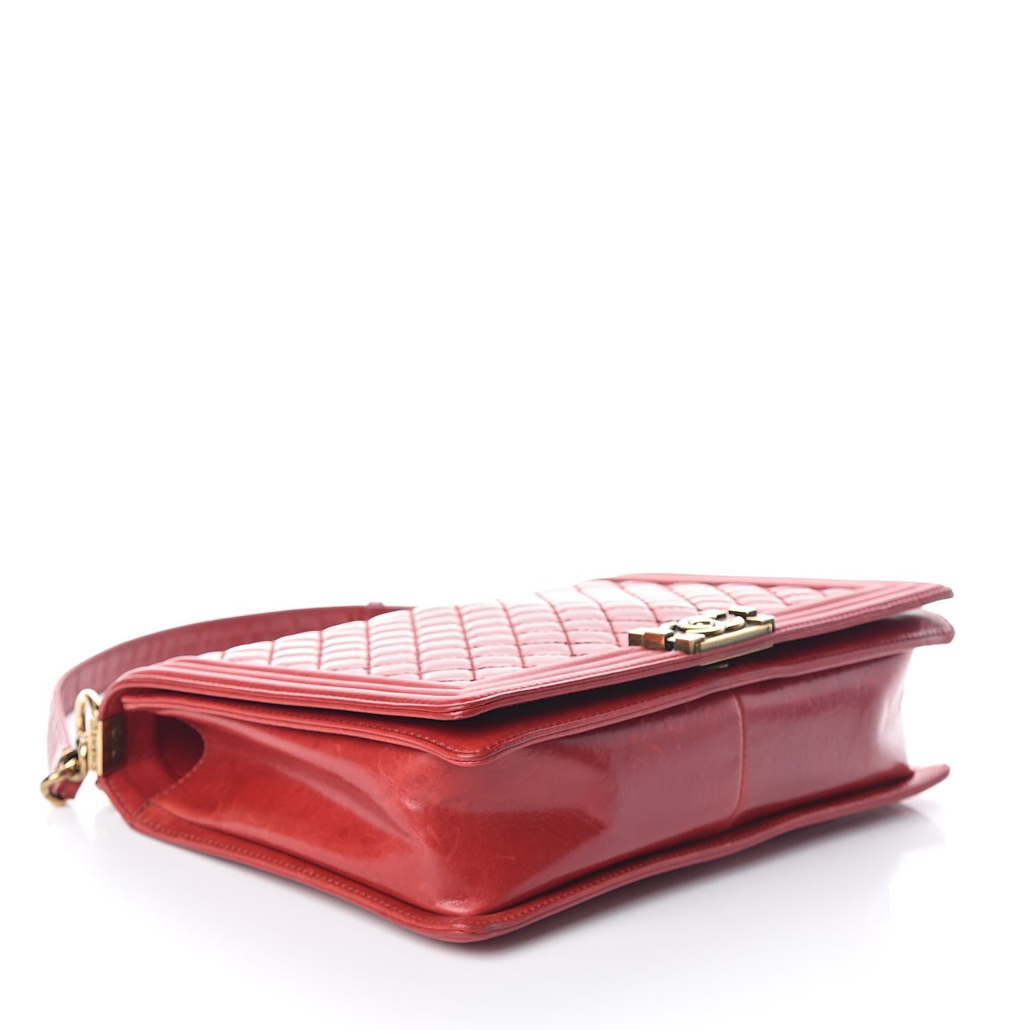 Chanel Aged Glazed Calfskin Quilted Large Boy Flap Red 4 of 10