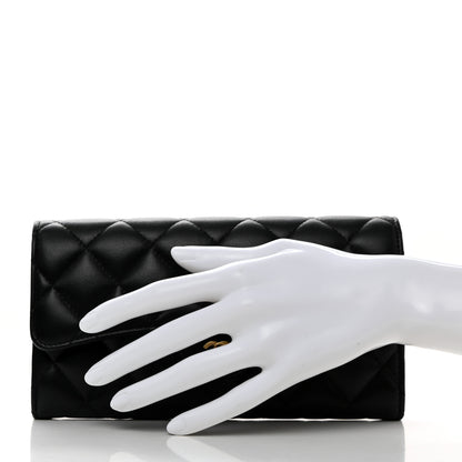 Chanel Lambskin Quilted Large Flap Wallet Black 2 of 8