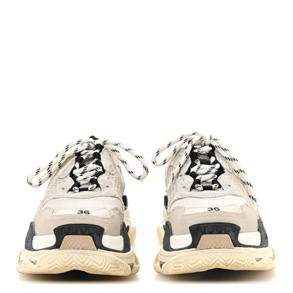 Balenciaga Fabric Mesh Womens Triple S Sneakers 36 Beige Black 3 of 8