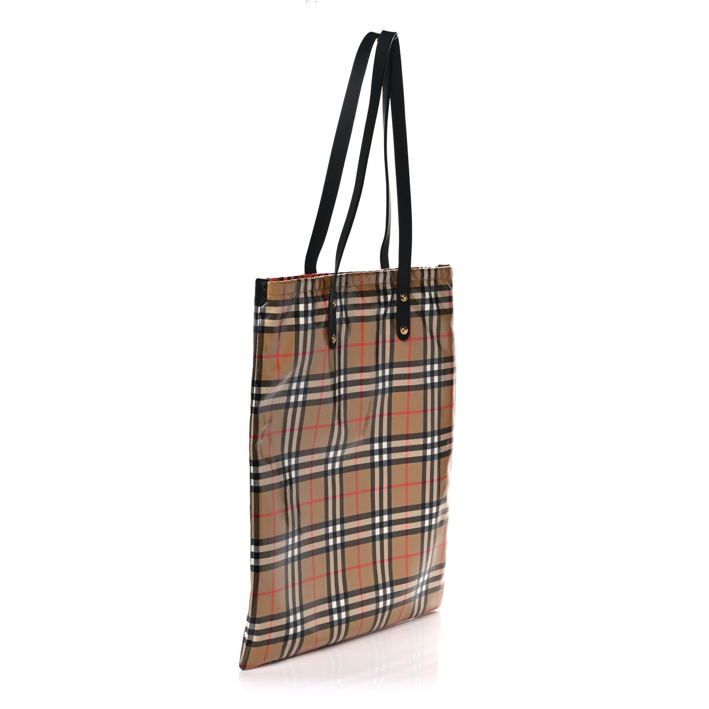 Coated Canvas Vintage Check Shopper Tote Black