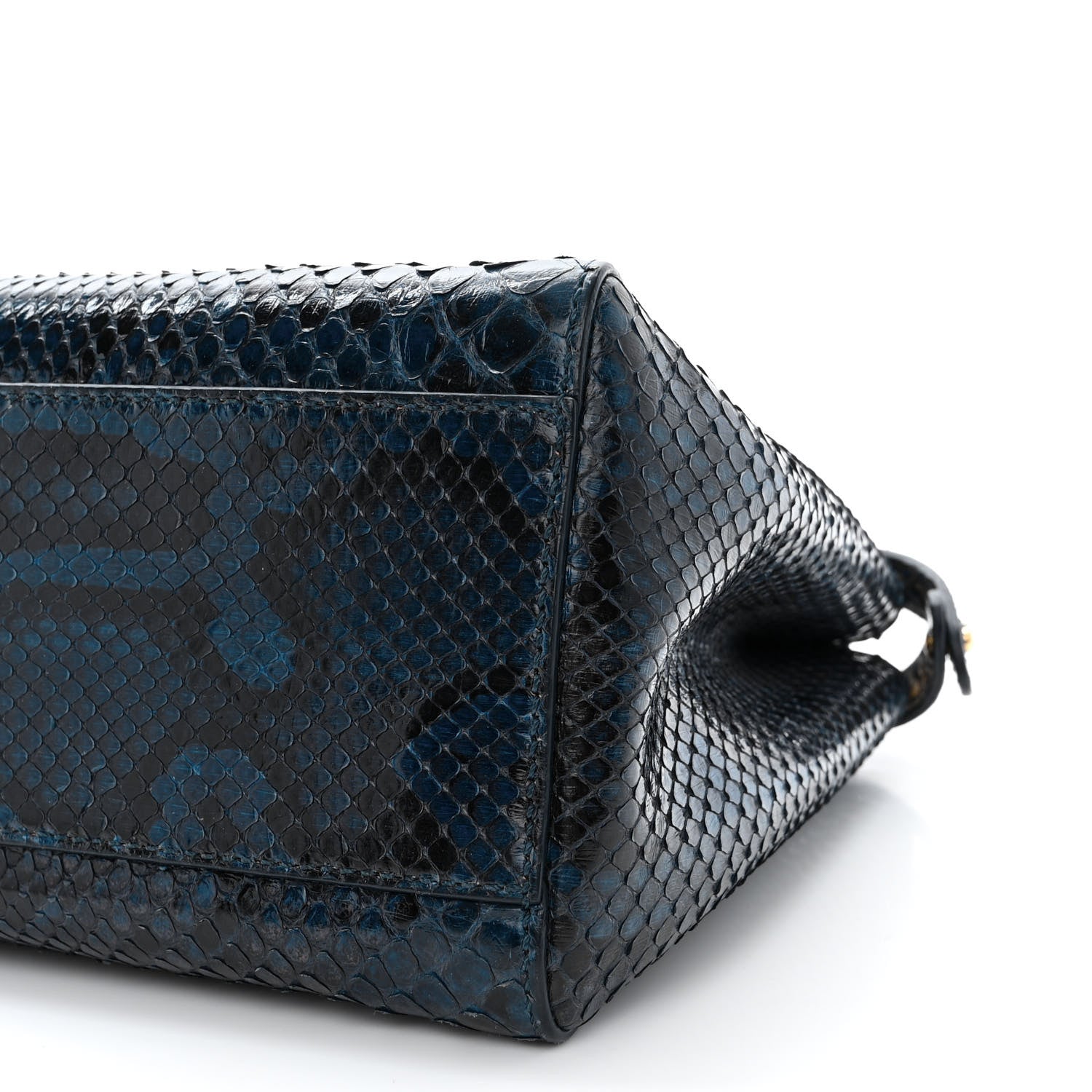 Fendi Python Shiny Nappa Mini Peekaboo Iconic Satchel Blue Jeans 11 of 11