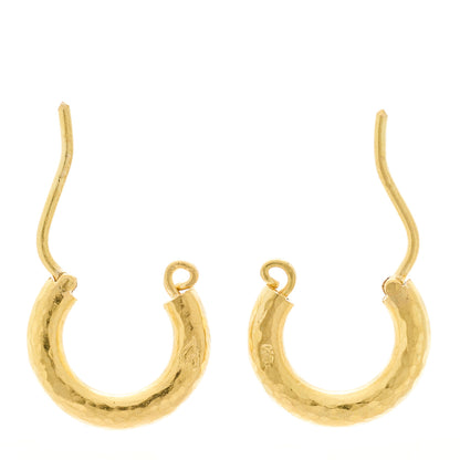Elizabeth Locke 19K Yellow Gold Baby Hammered Hoop Earrings 3 of 4