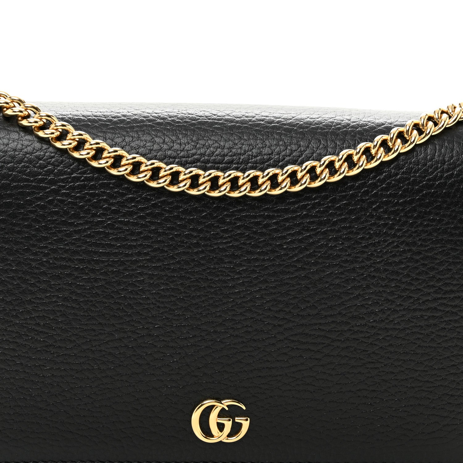 Gucci Calfskin Mini GG Marmont Chain Wallet Black 7 of 9