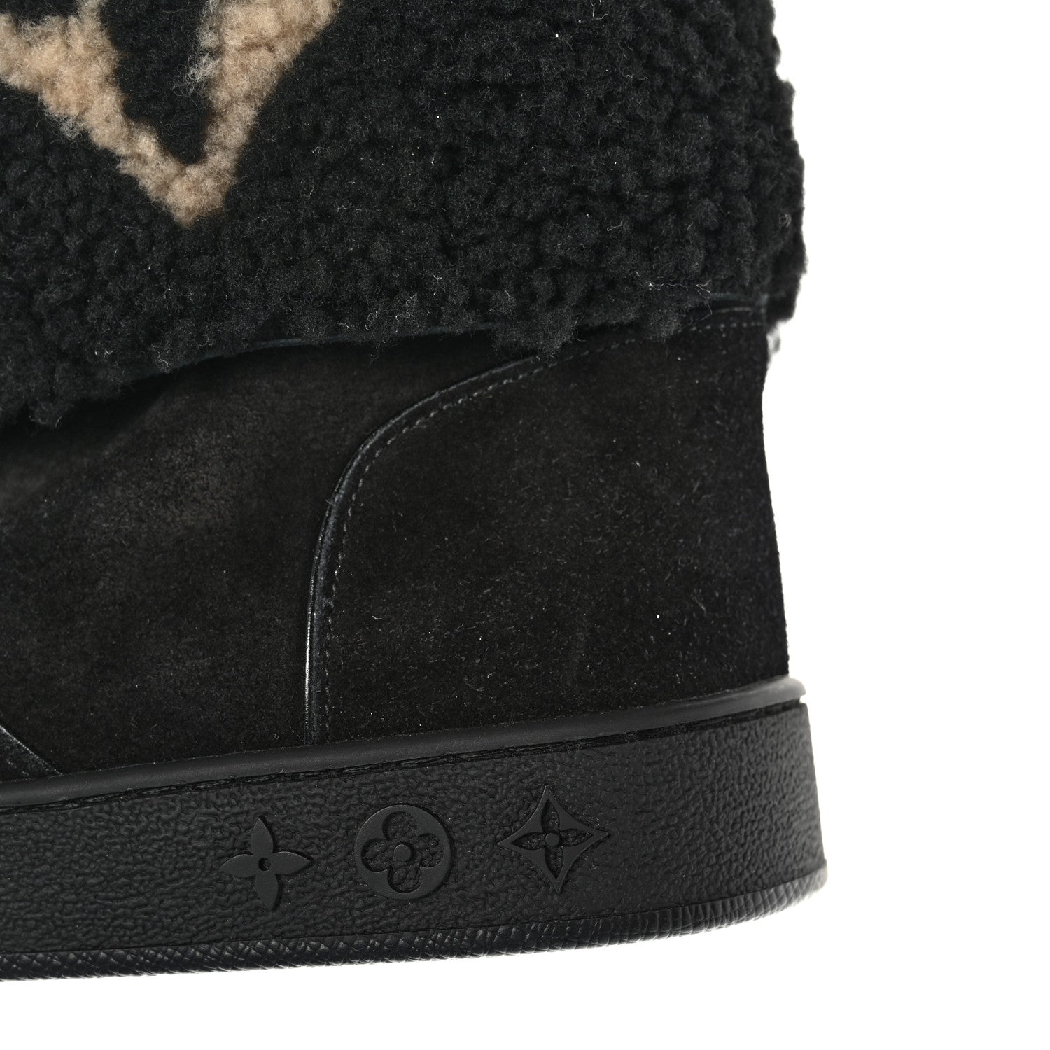 Louis Vuitton Suede Calfskin Shearling Snowdrop Flat Ankle Boot 37.5 Black 10 of 13