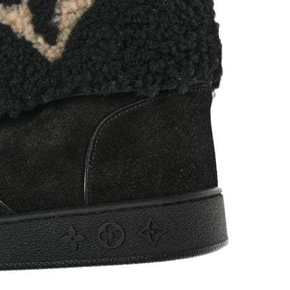 Louis Vuitton Suede Calfskin Shearling Snowdrop Flat Ankle Boot 37.5 Black 10 of 13