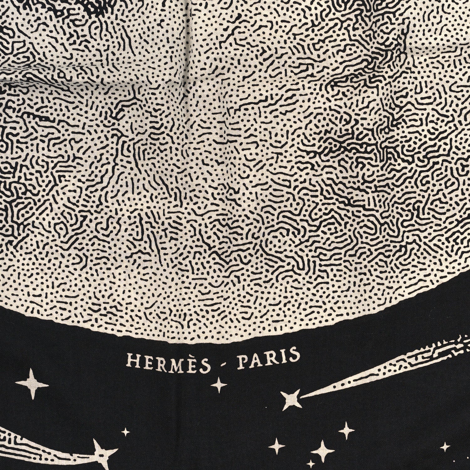 Hermes Silk Cashmere Clair De Lune Shawl 140 Black White 3 of 3